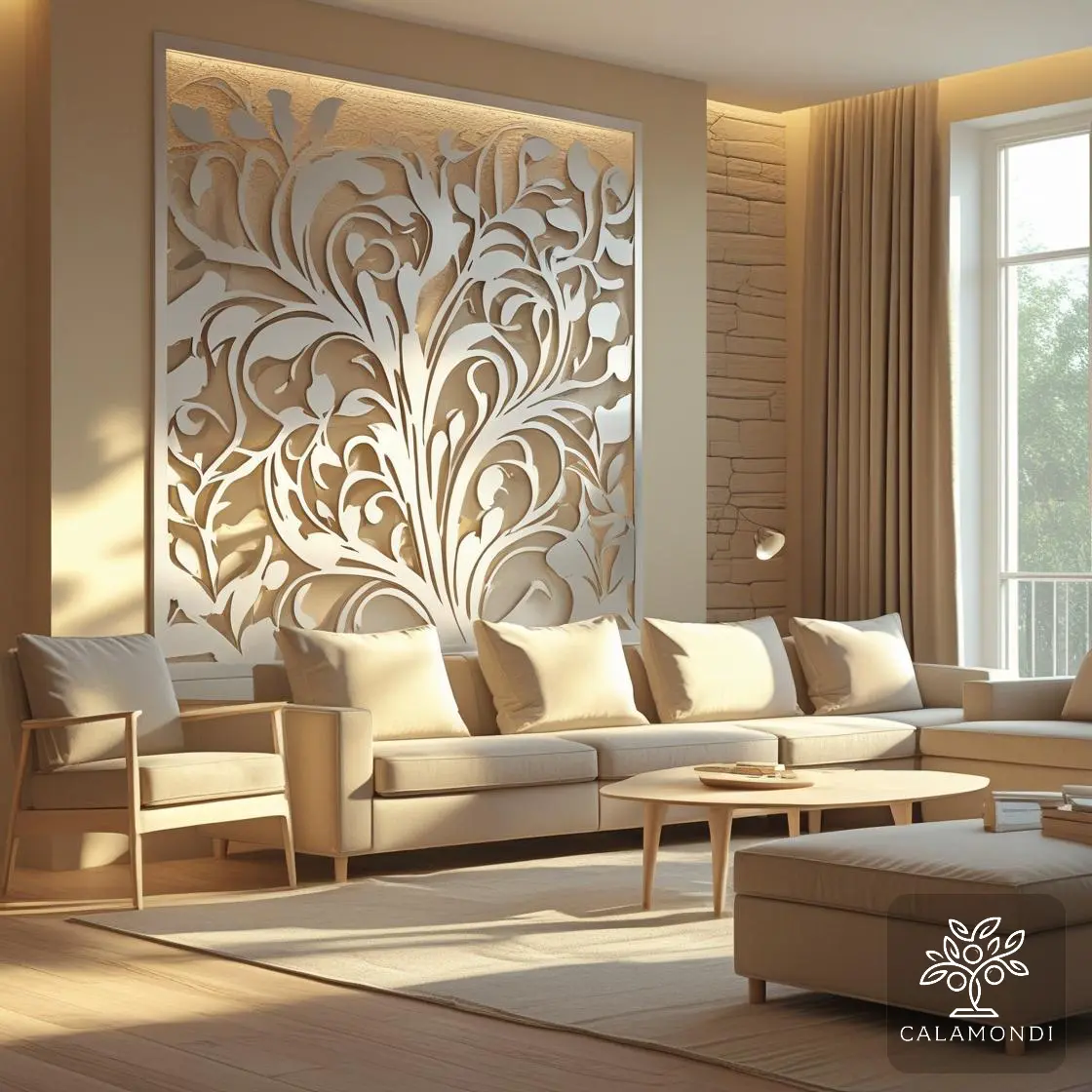 Elegant White Flora - biały panel dekoracyjny z roślinnym wzorem